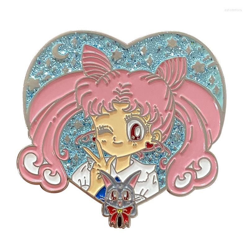 

Brooches PF194 Dongmanli Moon Girl Anime Figures Enamel Pins Badge Brooch Backpack Bag Collar Lapel Decoration Jewelry Gifts For Kids