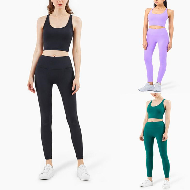 

Tracksuits New nude professional sports high waist tight peach yoga suit, Purple