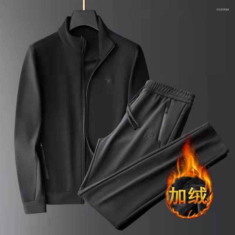 

Men's Tracksuits 2022 For Men Plush Thickening Men's Jacket Suit Large Size Hooded Sweater Winter Cotton Sports Two-piece, Gray