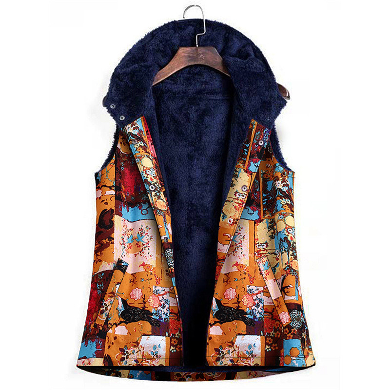 

Women's Vests Autumn Winter Retro Harajuku Women Hooded Vest Cotton and Linen Fleece Thickening Keep Warm Sleeveless Tops Coat Cardigan Za 221202, Orange