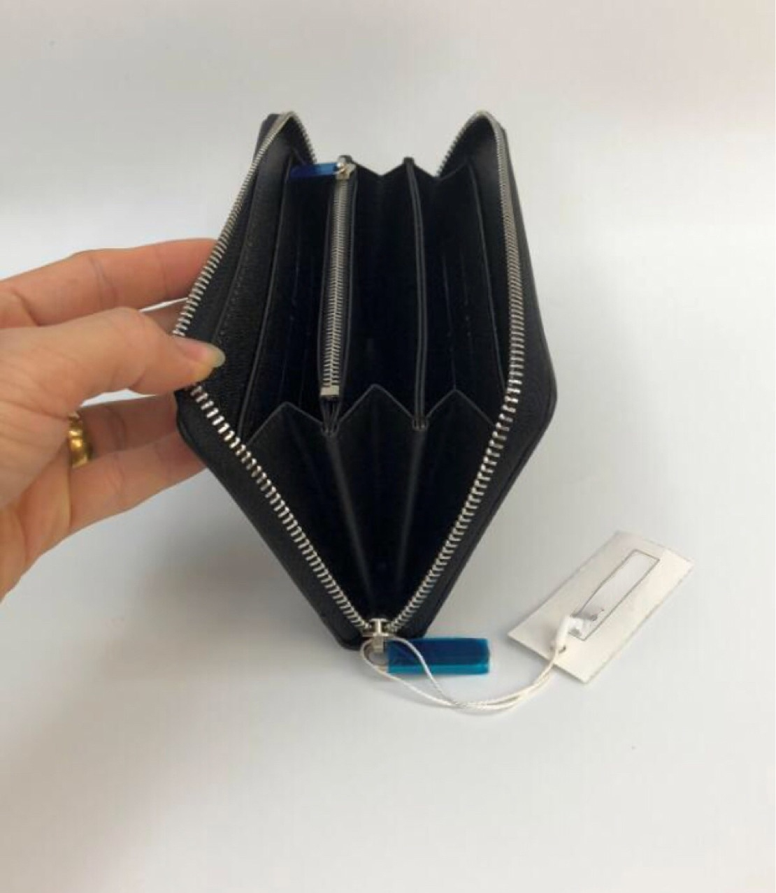

Fashion Single-Pull Wallet Long Clutch Presbyopic Black Plaid European and American Classic Wallet, With logo
