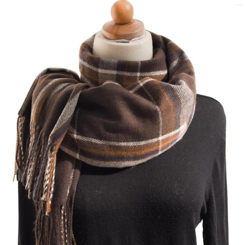

Scarves Women'S Autumn And Winter Colorful Plaid Shawl Thickening Warm Fringe Scarf 2023