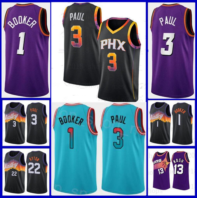 

Devin Booker Jerseys Chris Paul Deandre Ayton Sun Jerseys New Season Basketball Jerseys city Phoenixs black white stitched, As