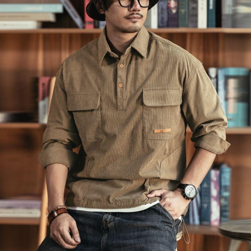 

Men' Casual Shirts Harajuku Men Japan Style Solid Color Work Fashion Clothing 2022 Long Sleeve Daily Clothes, Khaki