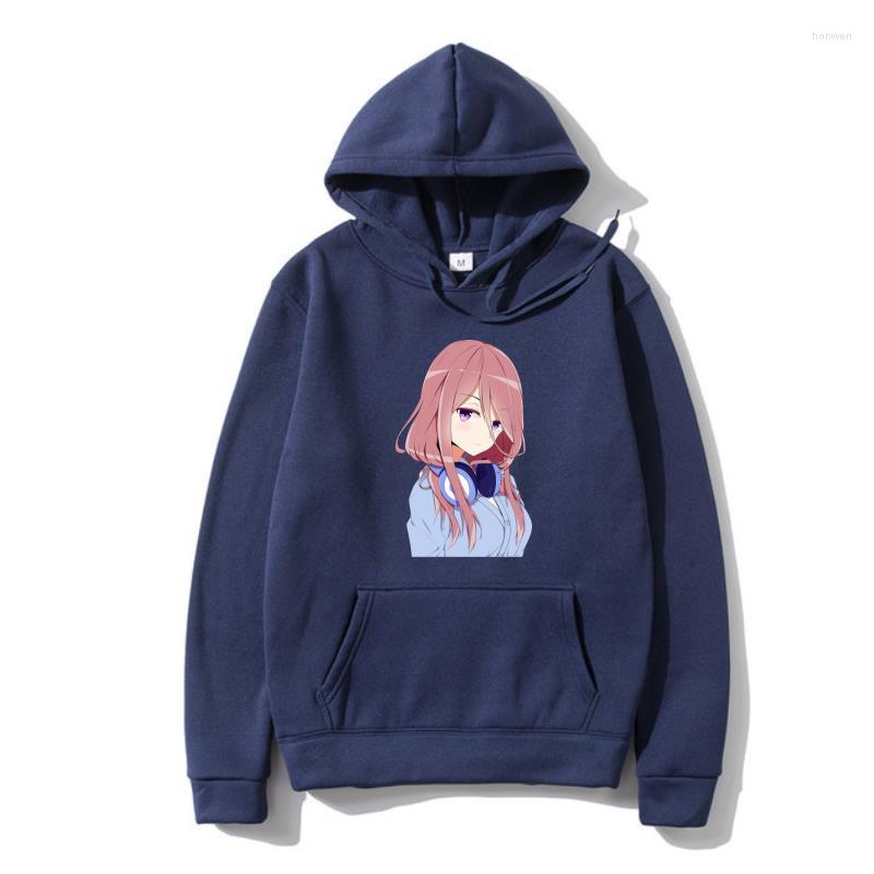 

Men's Hoodies Miku Nakano Pullover Men Birthday Gifts Drawstring Funny Hoody Winter Cotton The Quintessential Quintuplets Japanese Anime, Orange