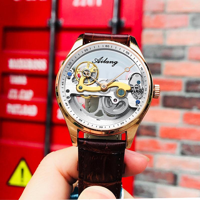 

Wristwatches AILANG Top Brand Men Fashion Sports Watch Mechanical Automatic Men's Watches Luxury Business Waterproof Relogio Masculino, Silver black steel