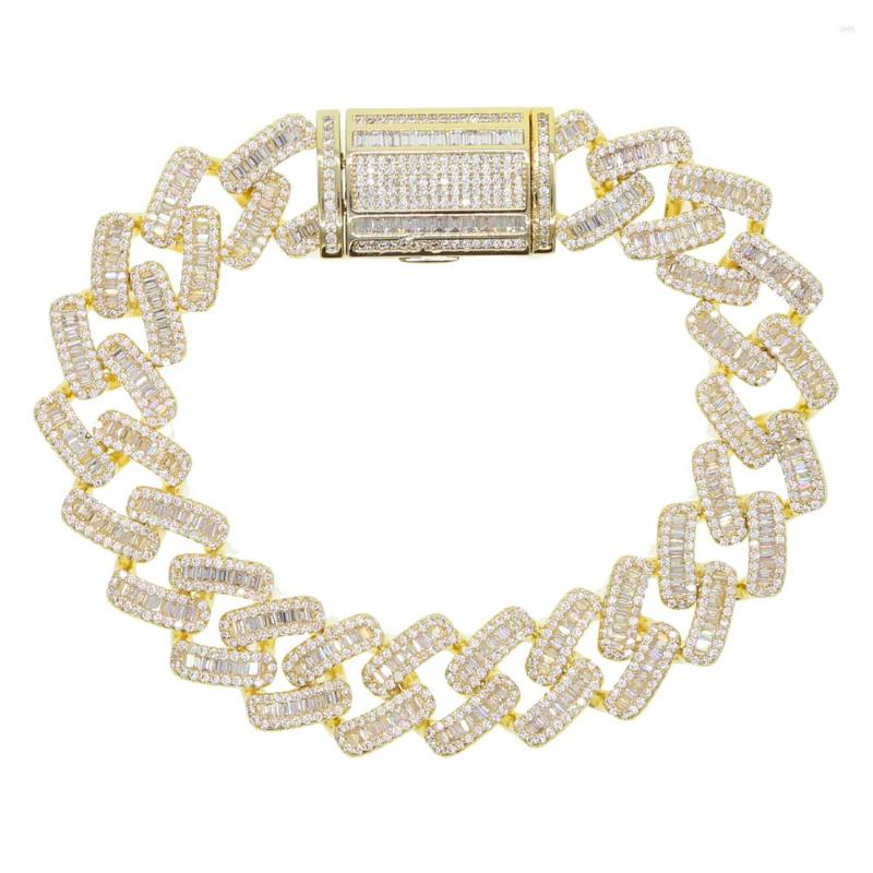

Charm Bracelets 2022 Bling Iced Out Rapper Bracelet Full Rhinestone CZ Miami Cuban Link Chain For Hip Hop Jewelry