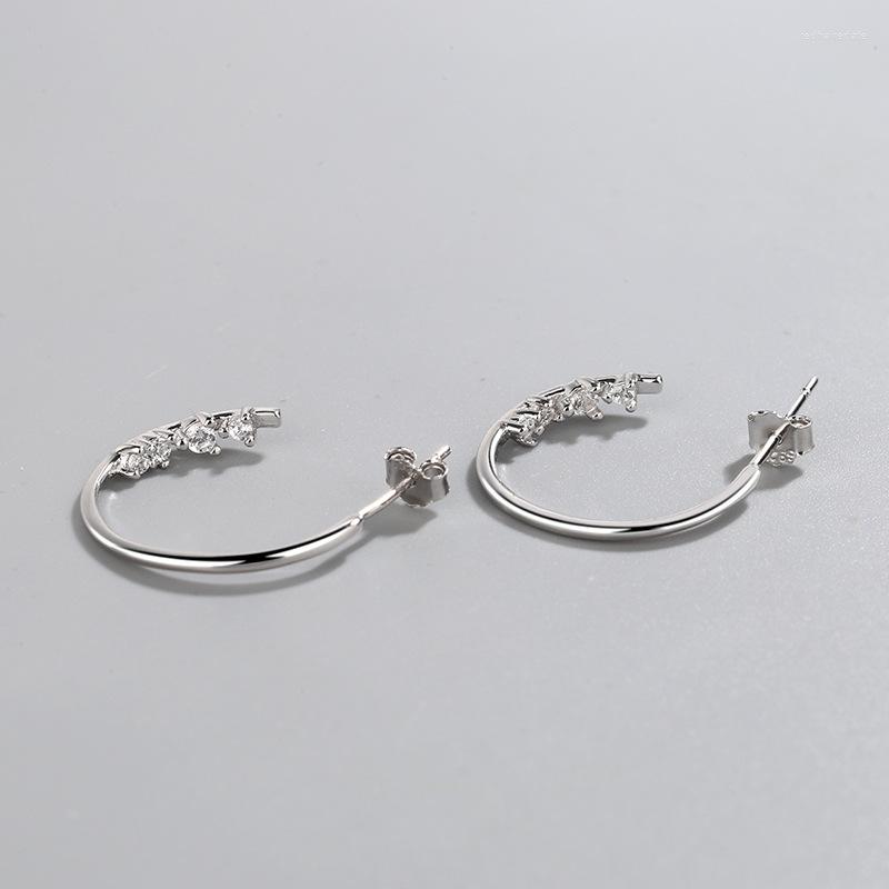 

Stud Earrings Sterling Silver Korean Style Minimalist Personality Ring Diamond Women's Light Luxury Niche Design