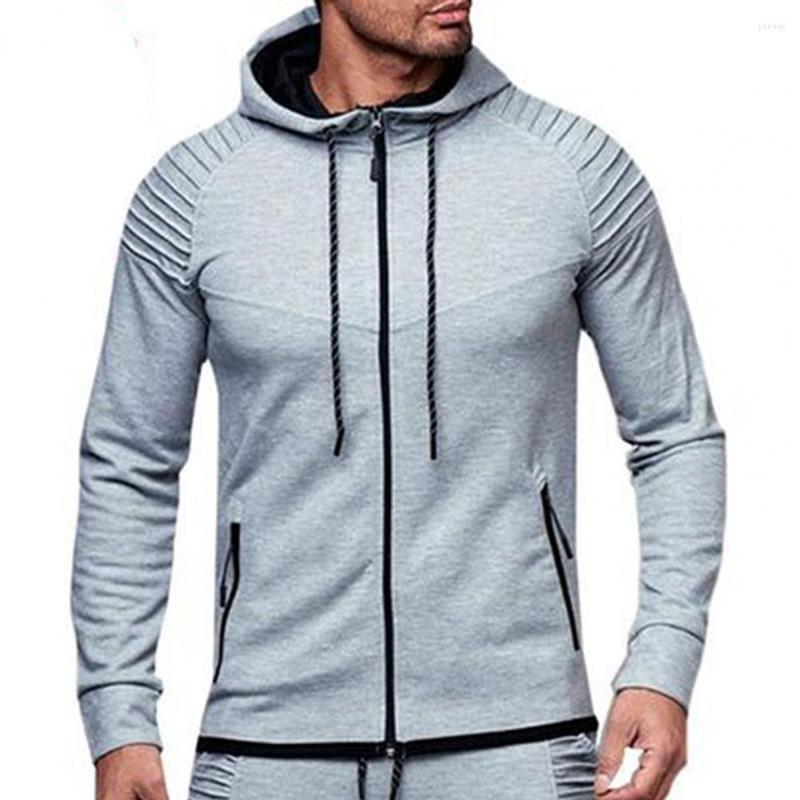 

Men's Hoodies Men Jacket Cardigan Hooded Design Solid Color Fashion Sport Hoodie For Outdoor, Dark gray