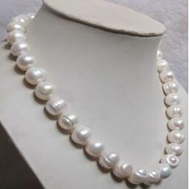 

Beautiful Jewelry 9-10MM white BAROQUE Pearl necklace 18"AA