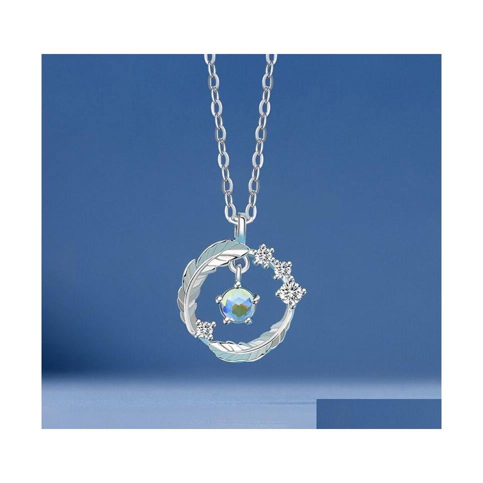 

Pendant Necklaces Fashion Jewelry Feather Shape Pendant Necklace Hollow Out Rhinstone Light Luxury Minority Design Women Choker Neck Dhr0H