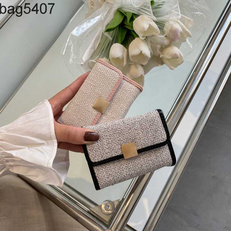 

Luxury Design Bag Ladies Purseshop Wholesale and Retail 2023 South Korea New Wallet Short Women's Canvas Multi Card Card Bag Girl's Buckle Fashion, Green