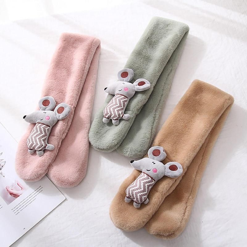 

Bandanas Autumn and Winter Boys Girls Solid Color Scarf Baby Cartoon Imitation Plush