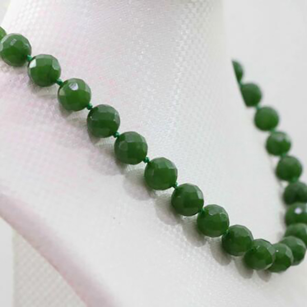 

fashion green jades stone chlacedony 10mm faceted round classical jewelry necklace 18"
