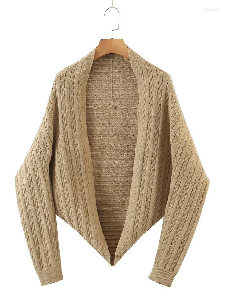 

Women' Knits YENKYE Autumn Women Khaki Twist Cardigan Vintage Batwing Sleeve Female Sweater Outerwear, Top