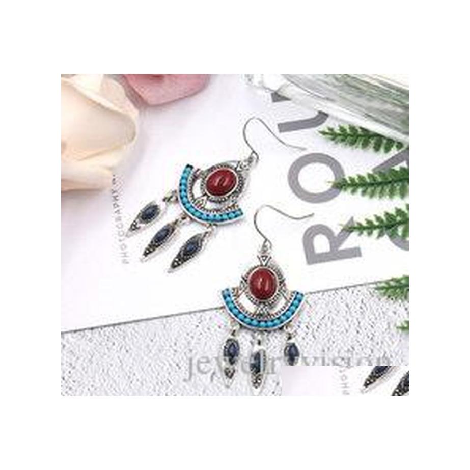 

Dangle Chandelier Bohemian Fashion Jewelry Womens Vintage Earrings Red Green Turquoise Dangle Drop Delivery Dhkor