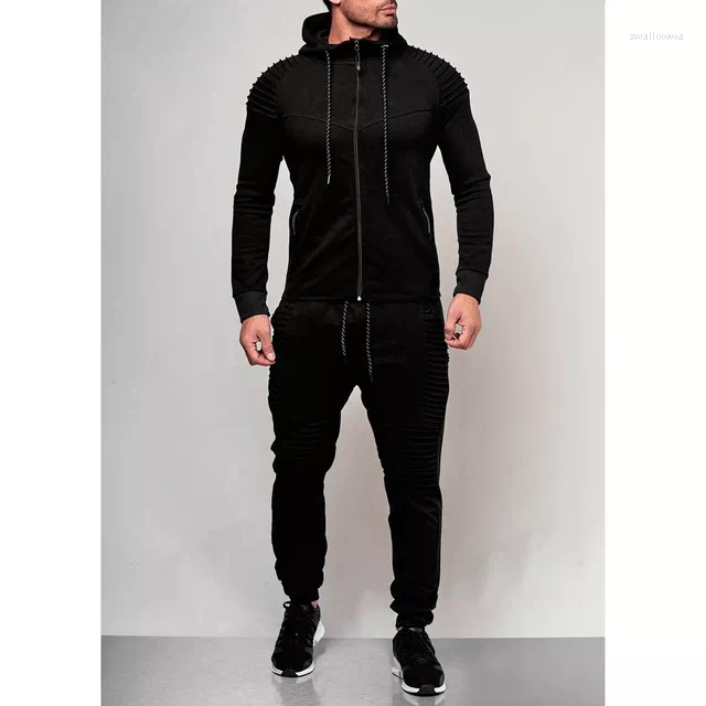 

Men' Tracksuits 2022 Men' Casual Tracksuit Fashion Men Jacket Sweatpants 2 Pieces Sets Solid Color Sportswear Male Brand Cl, Zw53-zk19black