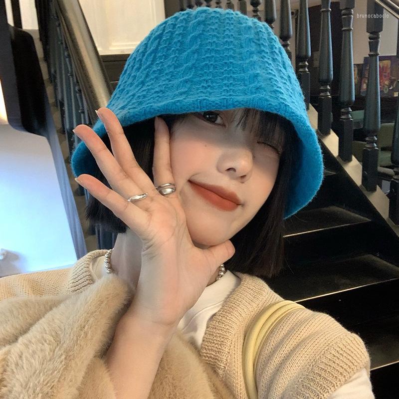 

Berets Autumn And Winter Bucket Hat Fashion Korean Ladies Fisherman Pure Color Ear Protection Wool Fishing Present, Beige