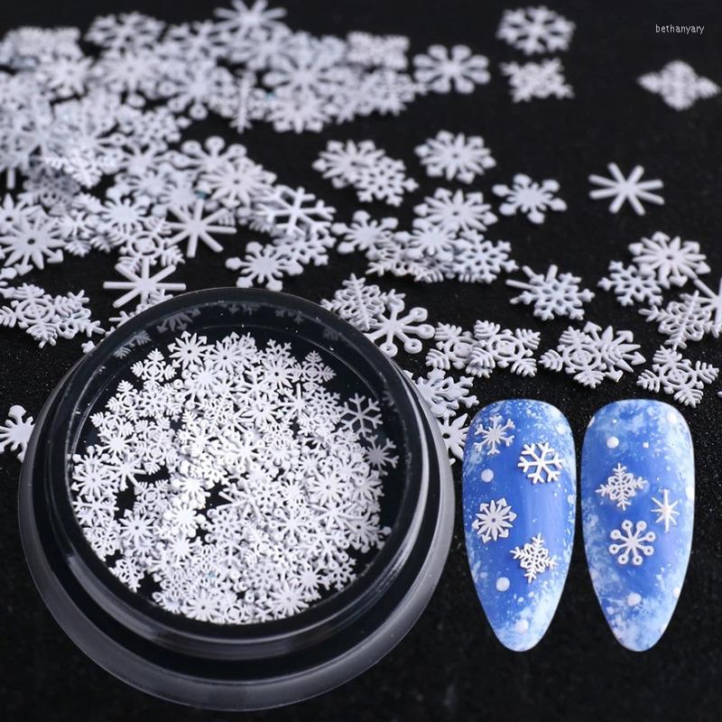 

Nail Art Decorations 1 Bottle/100pcs For 2022 Year Winter White Snowflakes Christmas Nails Accessories Beauty Manicure