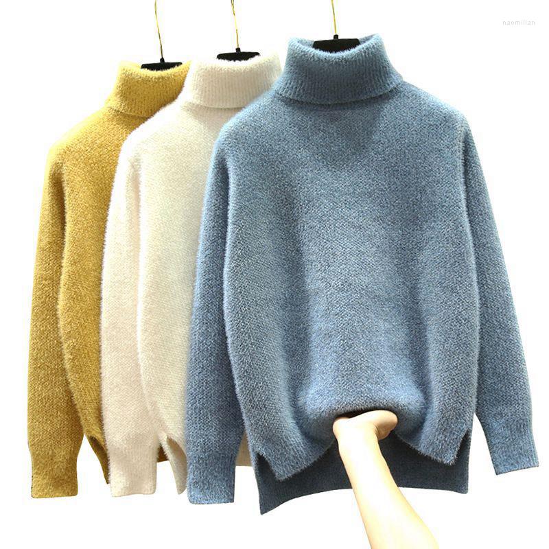 

Women's Sweaters Women's Sweater Pullover Autumn Winter Fashion Thicken Keep Warm Knit Soft Turtleneck Water-like Velvet Top, Creamy-white 6239