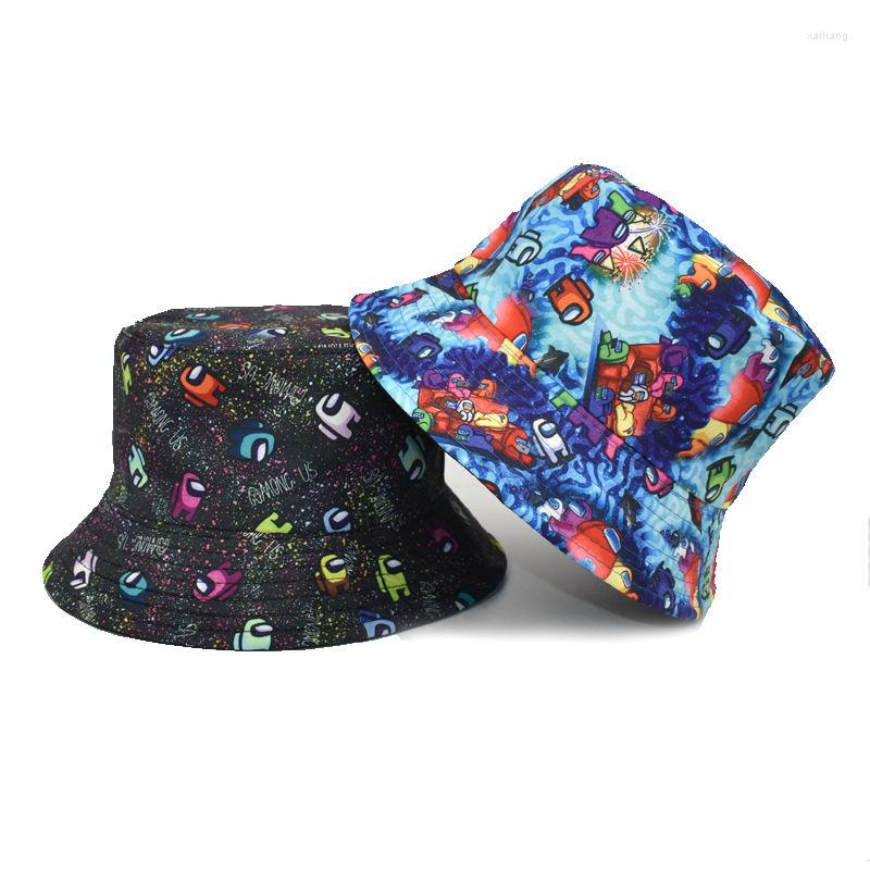 

Berets 2022 Four Seasons Cotton Cartoons Print Bucket Hat Fisherman Outdoor Travel Sun Cap For Men And Women 389, Style 5
