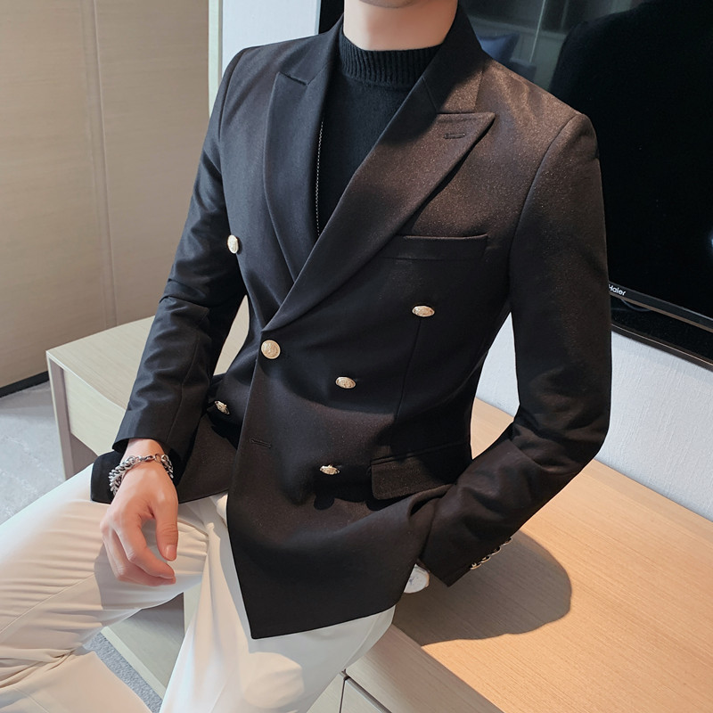 

Men's Suits Blazers 1 Piece Suit Jacket Slim Fit Double-Breasted Notch Lapel for Weeding Groom Dress Coat S-3XL 221201, Black