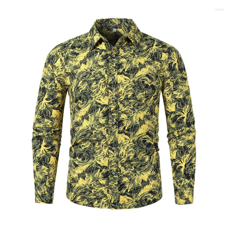 

Men's Casual Shirts 2022 Spring Autumn Men's Shirt Boutique Long Sleeve Slim Fashion Floral Pattern Print Social Banquet Top, Colour 8