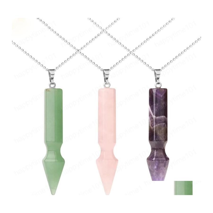 

Pendant Necklaces Natural Stone Hexagonal Column Pendant Necklaces Healing Point Women Jewelry Pendants Men Charm Geometry Collar Dr Dhtx4