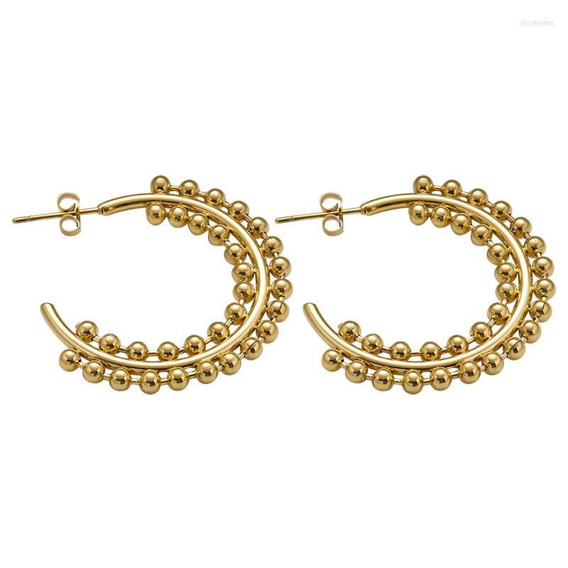 

Hoop Earrings 18K Gold Plated Stainless Steel Drop For Women Classic Luxury Quality Korean Jewelry Gifts
