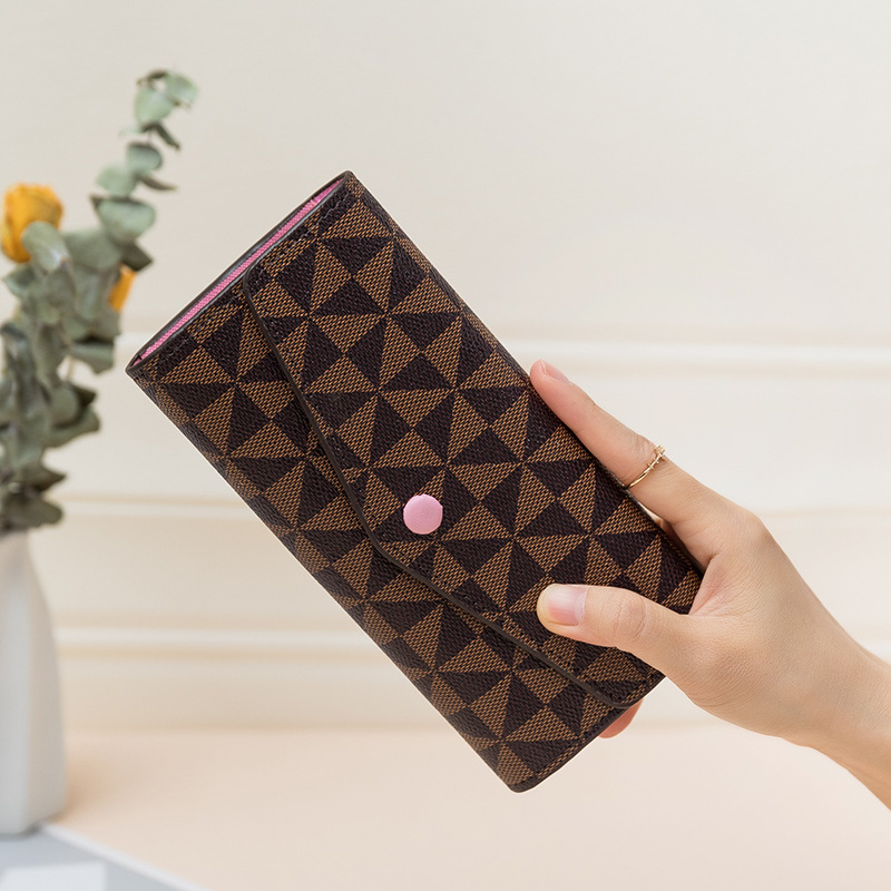 

Luxury classic ladies printed long bean purse new fashion handheld multi-color card position mobile phone bag, Black