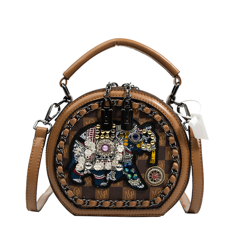

designer luxury Handbag Woman 2023 new fashion European and American retro one-shoulder oblique women's small round bag