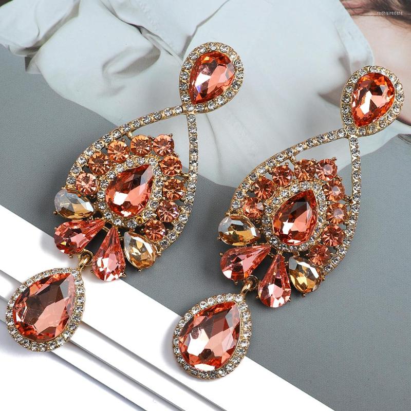 

Dangle Earrings Fashion Geometric Colorful Sparkly Clear Crystal For Women Girl Luxury Ear Accessories Vintage Pendant Jewelry