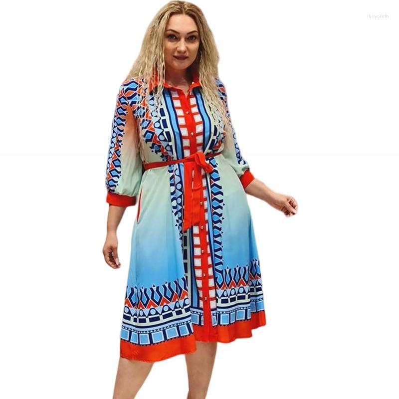 

Ethnic Clothing 5XL African Dresses For Women Dashiki Autumn Elegant Party Print Side Pocket Shirt Big Size Dress Single Breasted Cardigan