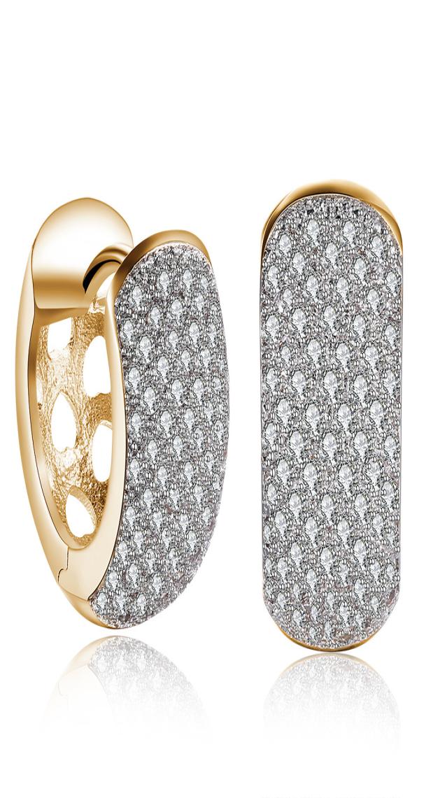 

Luxury Designed Earring Single Row Romantic Champagne Gold Mosaic Zircon CliponScrew Back Earring Accessories Birthday Prom Gift9230151