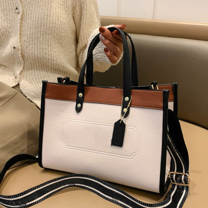 

Fashion Large Capacity Letters Tote Women's Bag Mother Shopping Bags Handbag Embossed Shoulder Messenger Bag, Black