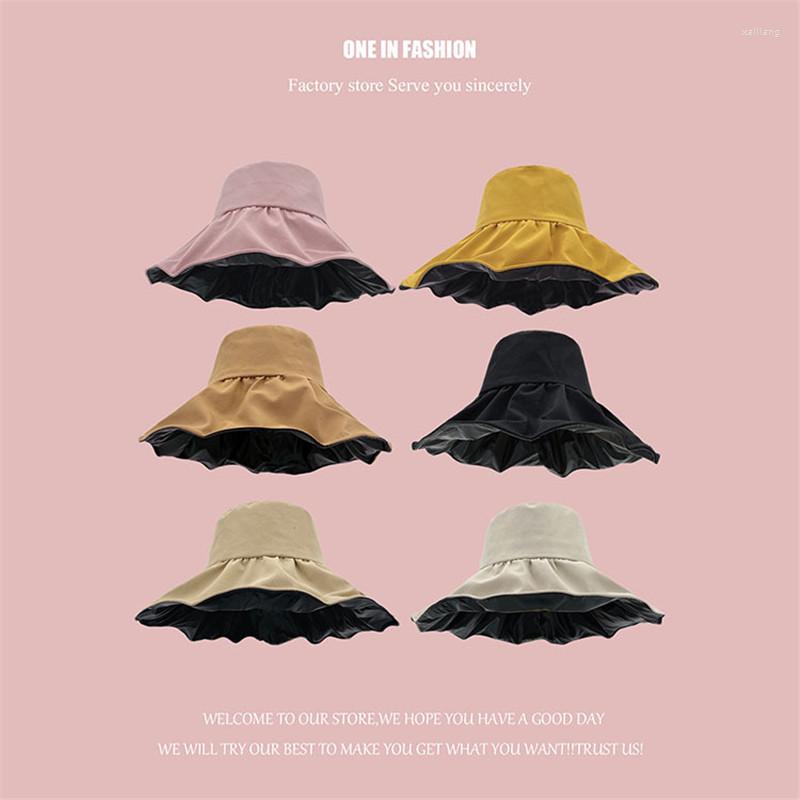 

Berets CYGJFC Woman Summer Uv Protection Bucket Hat Women Solid Beach Outdoor Caps Sunbonnet Sun Panama Headwear Gorros Beanies, Yellow