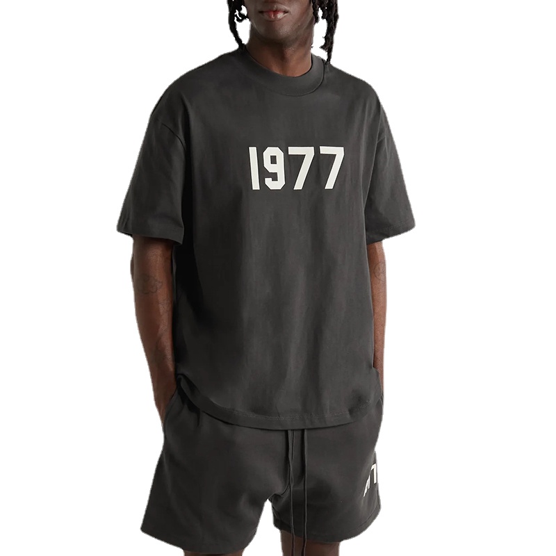 

Men T-Shirt Branded Flocking Vintage Tee Tops Short Sleeve Street T Shirts for Men Women's Cotton Vintage Funko Pop, Cement white