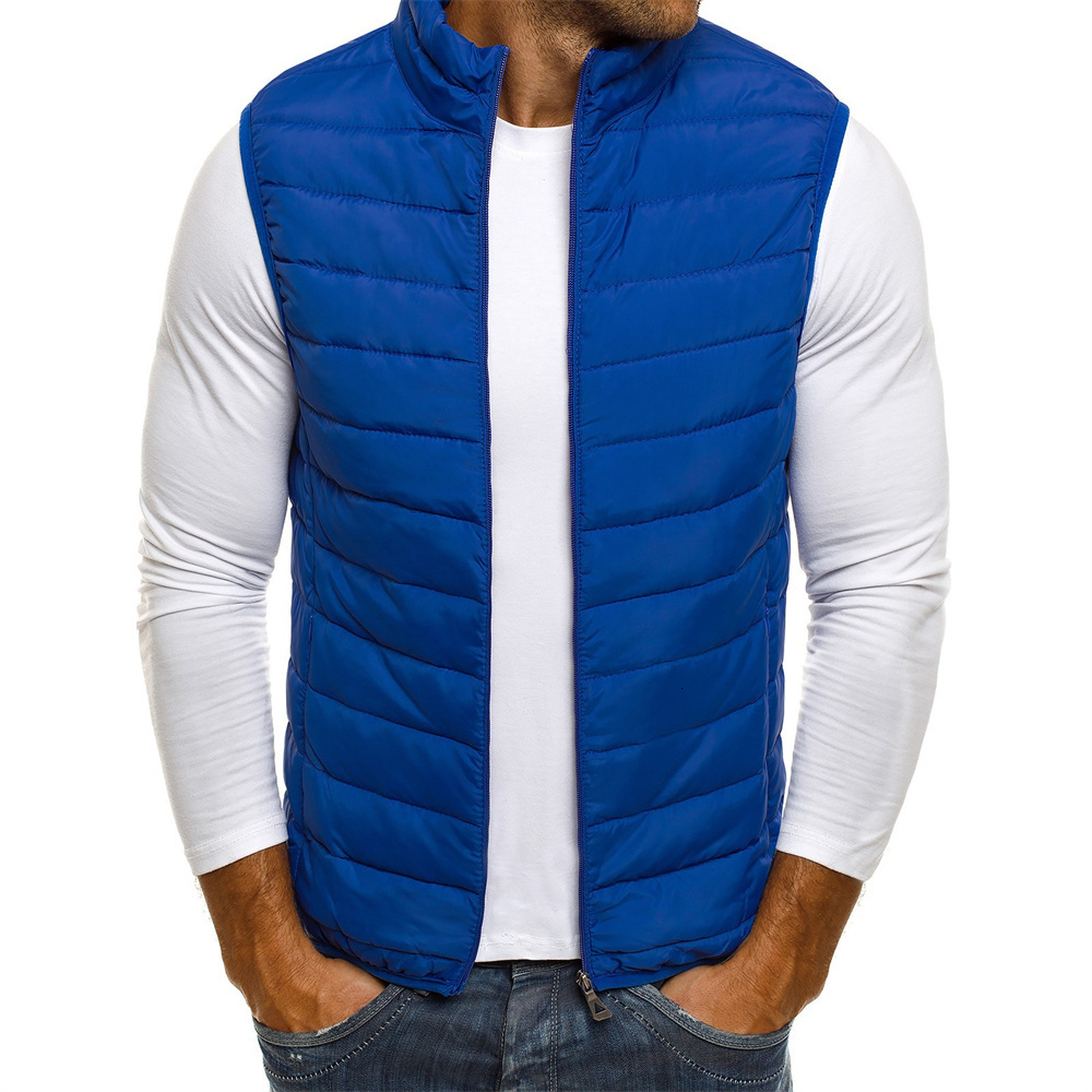 

Men's Vests Men Autumn Winter Vest Coats Solid Color Stand Collar Man Cotton Casual Sleeveless Jacket Outerwear Size S3XL 221202, Navy blue