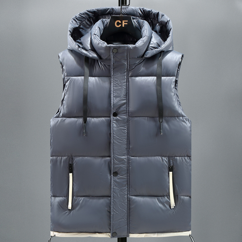

Men's Vests Autumn Winter Fashion Padded Vest Men Brand Casual Zipper Solid Color Sleeveless Jackets Men Clothing Black Gray 221202