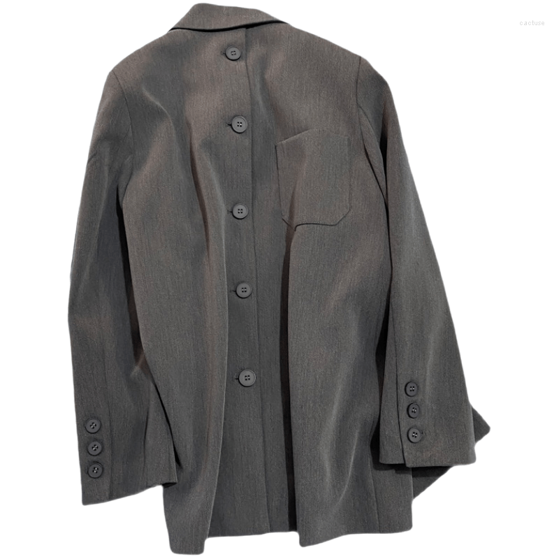 

Women' Suits ZCSMLL 2022 Spring And Autumn Grey Suit Coat Women' High Sense Back Button Personalized Fashion Of, Black