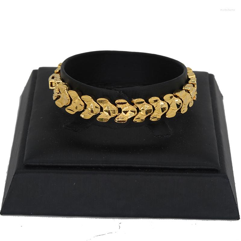 

Link Bracelets Jewelry Cuban Chain Bangle Dubai 24K Gold Plated Various Shapes Bracelet For Men And Women African Hiphop Gifts
