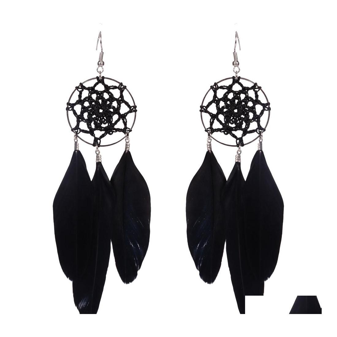 

Dangle Chandelier Trendy Design Jewelry Black Beautif Pheasant Feathers Retro Earrings For Girls Drop Delivery Dh0Fa