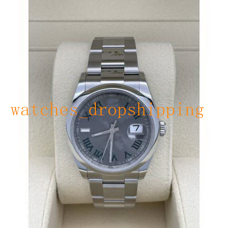 

Super Quality Mens Watch 36mm Datejust Roman Grey Dial Automatic Mechanical Folding Clasp Oyster Steel 2813 Movement Sapphire Glass Self-winding Wristwatch