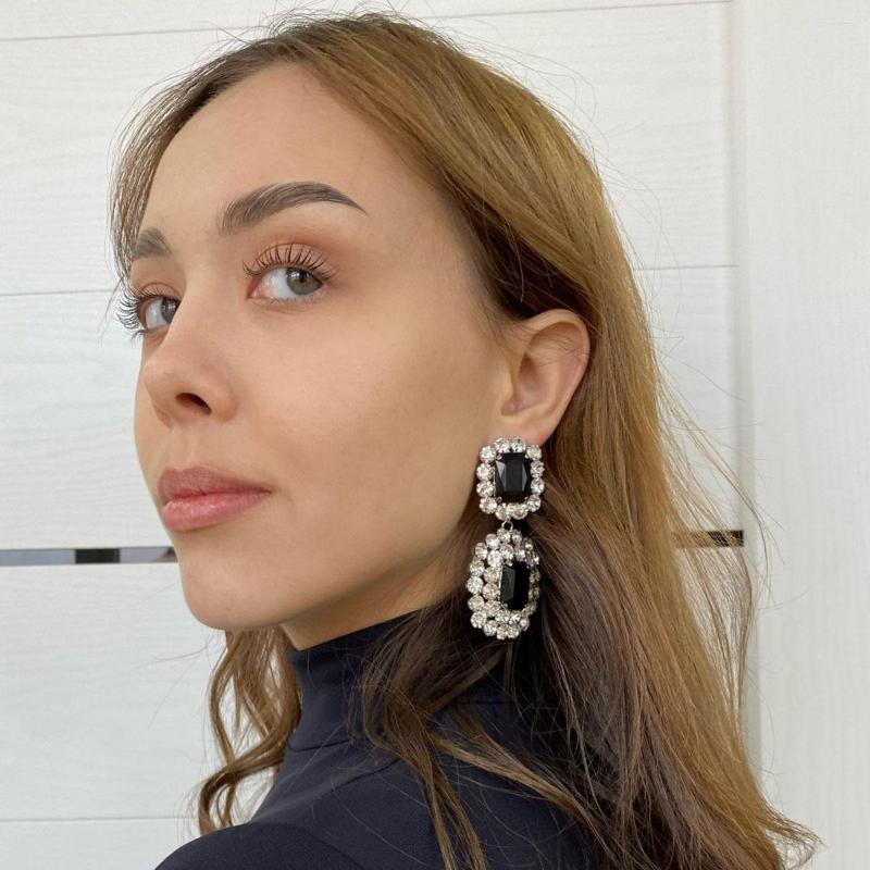 

Dangle Earrings JIJIAWENHUA Trend Sparkling Large Rhinestone Pendant Women's Dinner Jewelry Statement Fashion Accessories