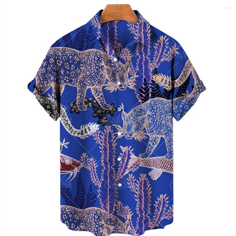 

Men' Casual Shirts Unisex 2022 Hawaiian Summer Men' Shirt 3D Tiger Pattern Short Sleeve Loose Breathable Top 5XL Animal Print, Zl-2379