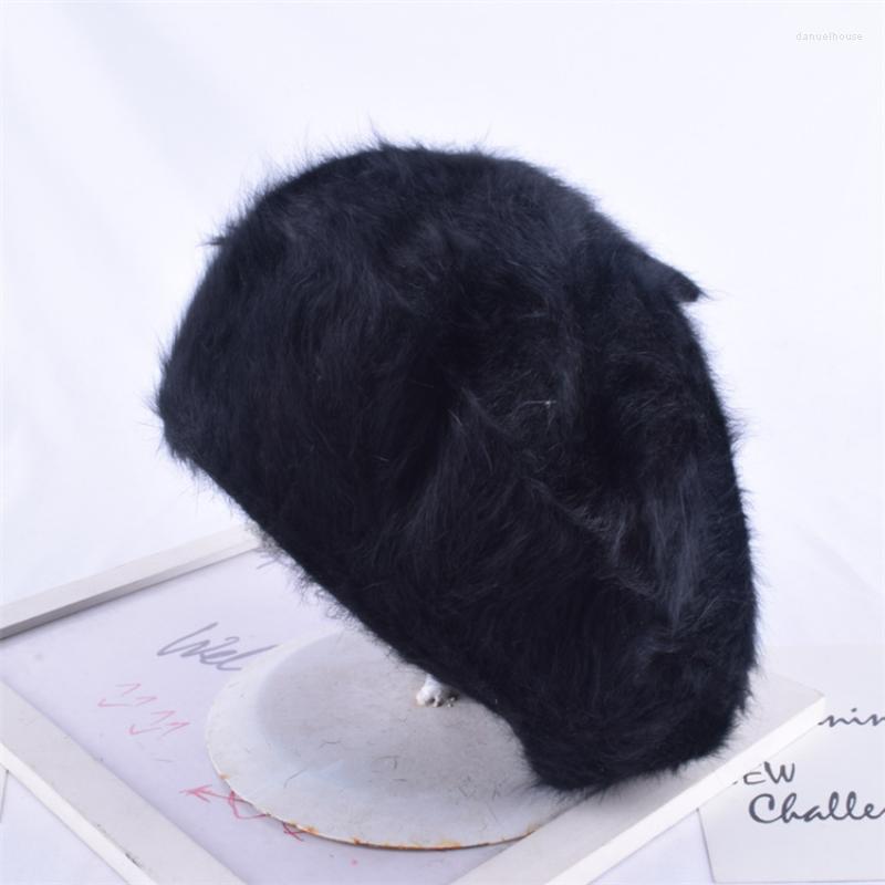 

Berets 1pcs Women's Elegant Multicolor Artist Fur Lapin Sboy Beanie Beret Hat Warm Winter Retro Plain Solid Color, Coffee