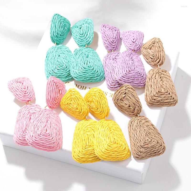

Dangle Earrings Statement Raffia Round For Women Boho Drop Handmade Woven Straw Wicker Summer Beach Jewelry 2022