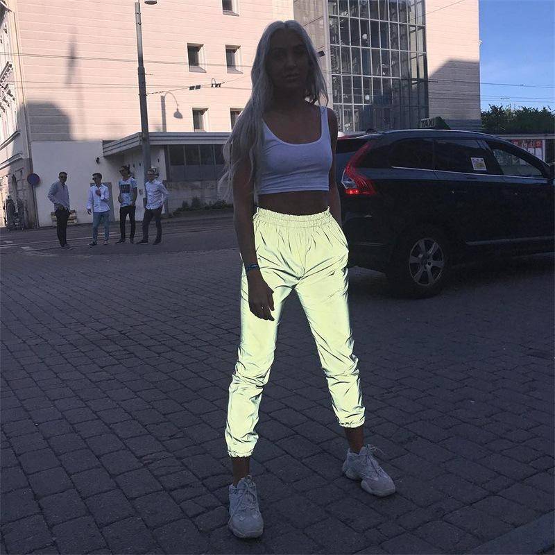 

Noctilucent Leisure Pants Sexy Fashion Bling Club Leggings Harem Pants Women Sweatpants Long Pants, Gray