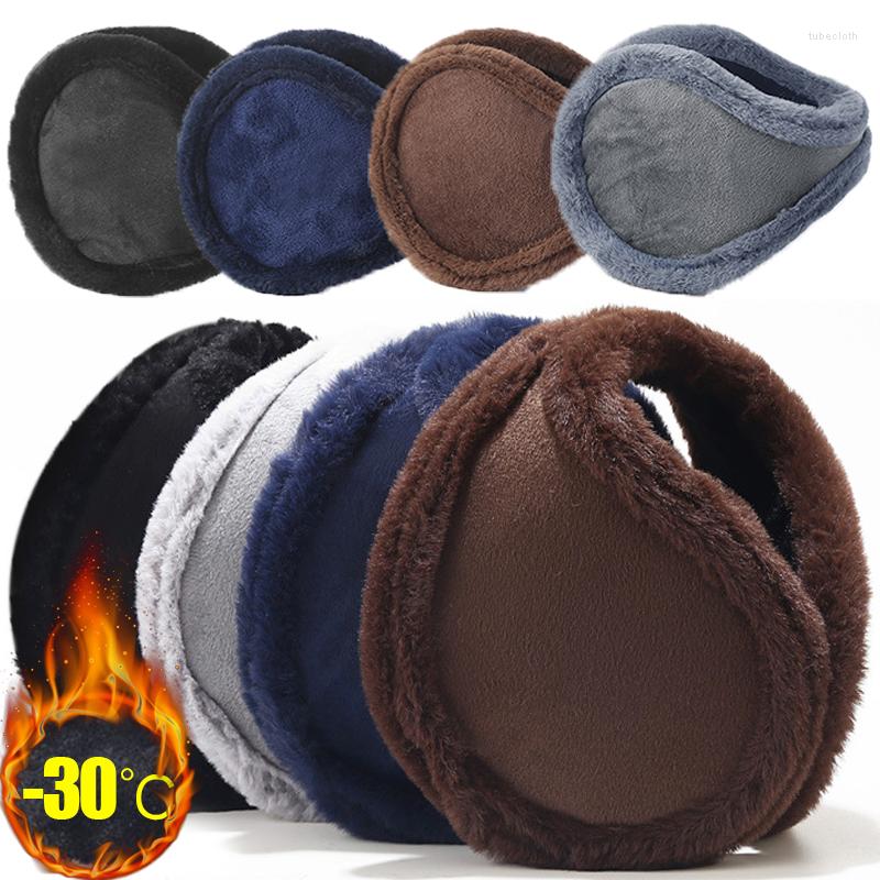 

Berets Winter Plush Earmuffs Men Women Ear Warm Protector Velvet Thicken Earmuff Outdoor Windproof Cycling Warmer Ears Covers, B-black