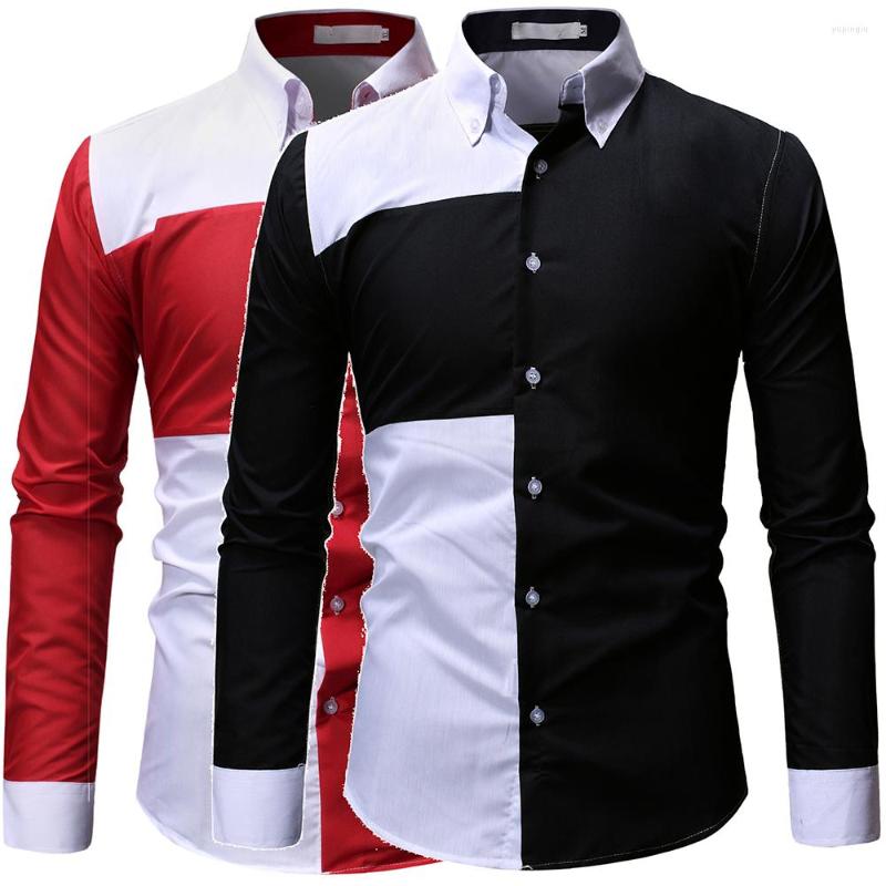 

Men's Casual Shirts Men's Shirt Style Stitching Color Fashion Slim-fit Contrast Commuter Banquet Travel Outside, Picture color